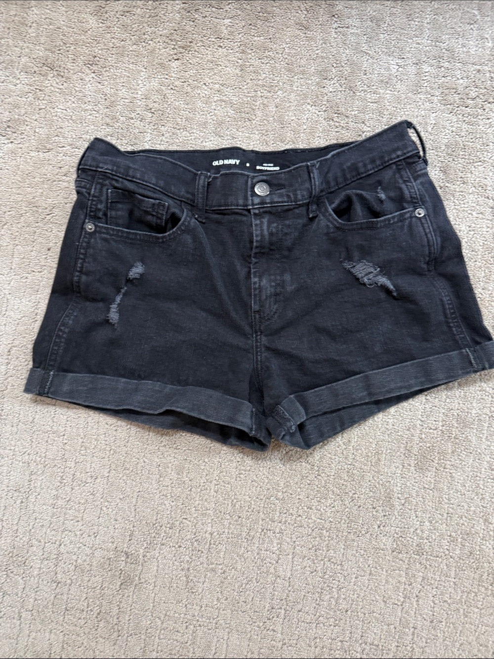 Old Navy Black Rolled-Hem Boyfriend Jean Shorts